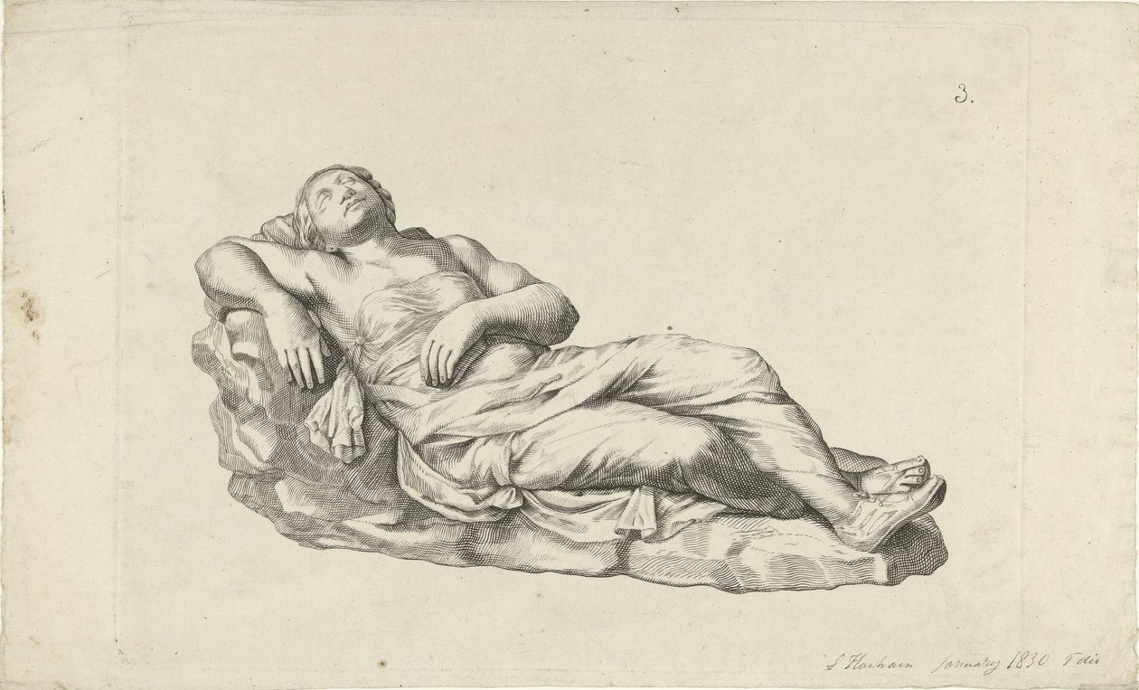 Studie van een klassieke sculptuur door L. Hachin (signed by artist)