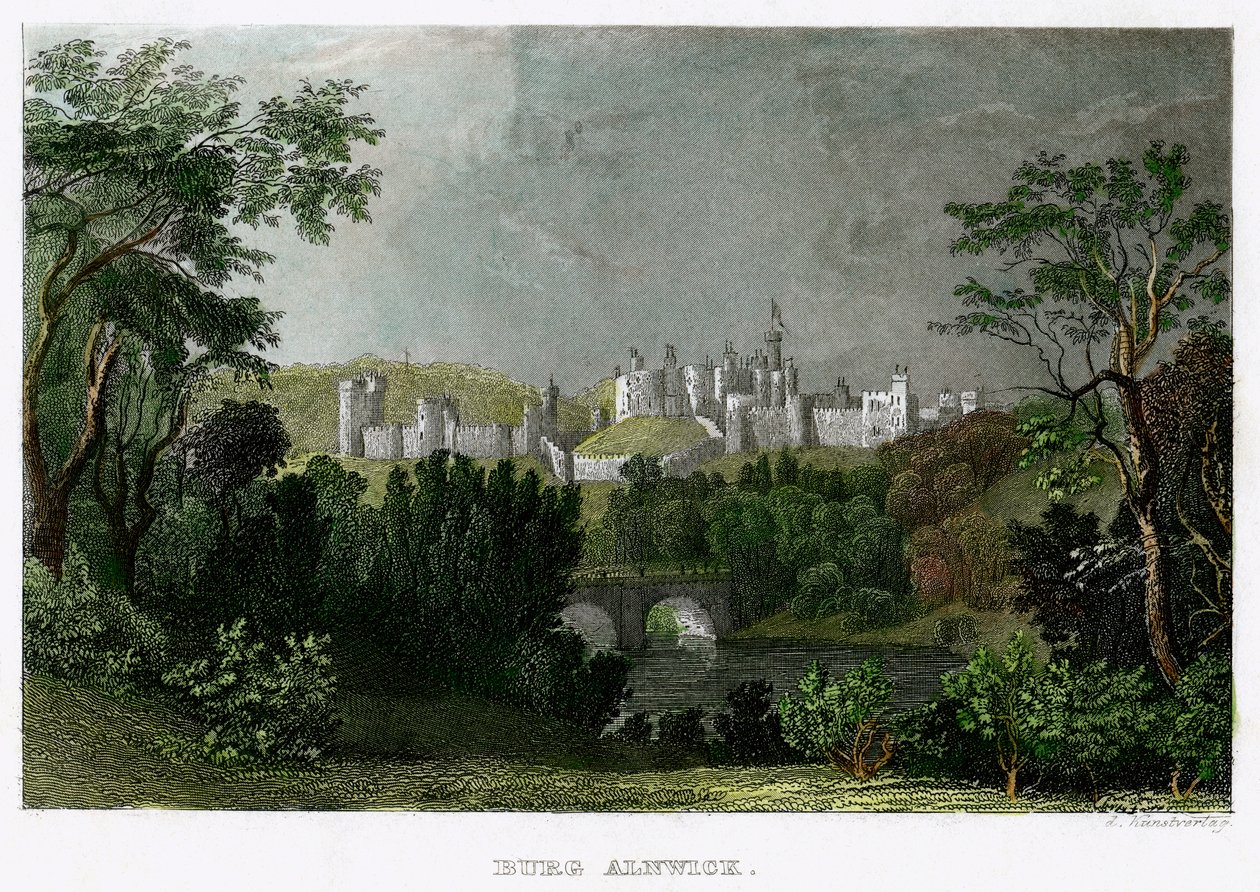 Kasteel Alnwick, Northumberland, 18e-19e eeuw door L Kunstvortag