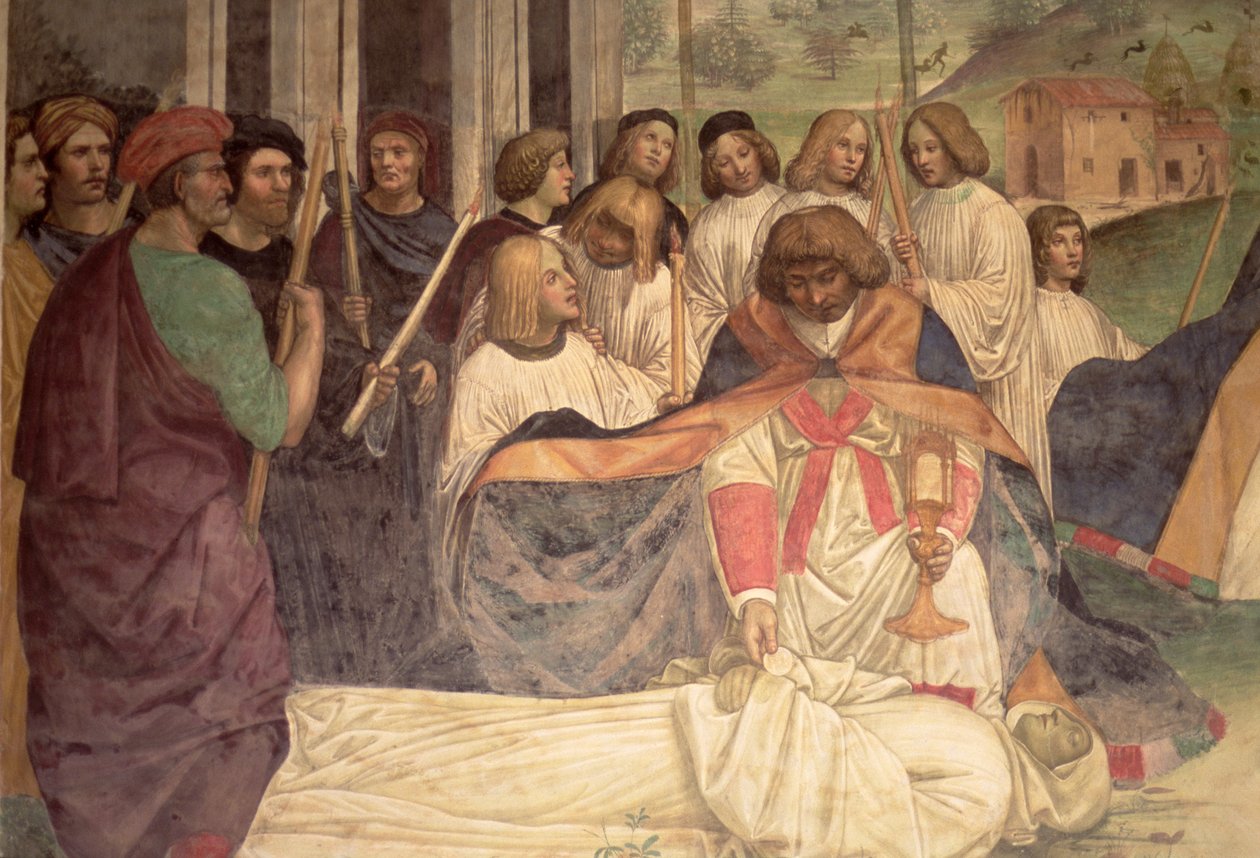 De dood van St. Benedictus, uit het leven van St. Benedictus door L. Signorelli