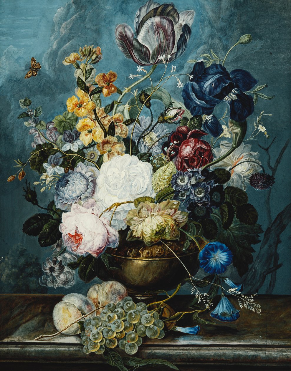 Rozen, een Tulp, een Iris, Dahlia