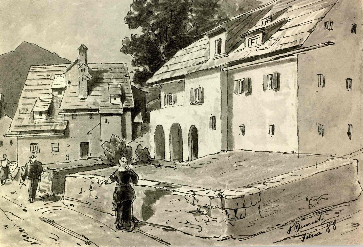 Motief uit Idrija door Ladislav Benesch