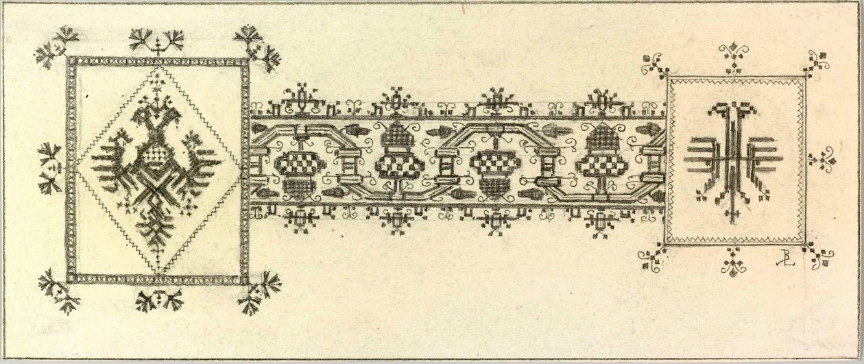 Ornament voor borduurwerk door Ladislav Benesch