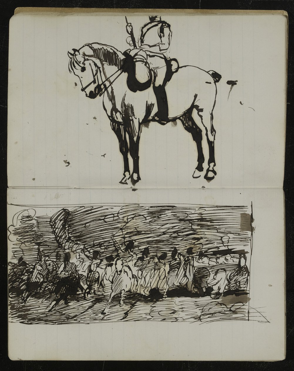 Studie van de Slag bij Waterloo, een voorlopige schets voor het olieverfschilderij 