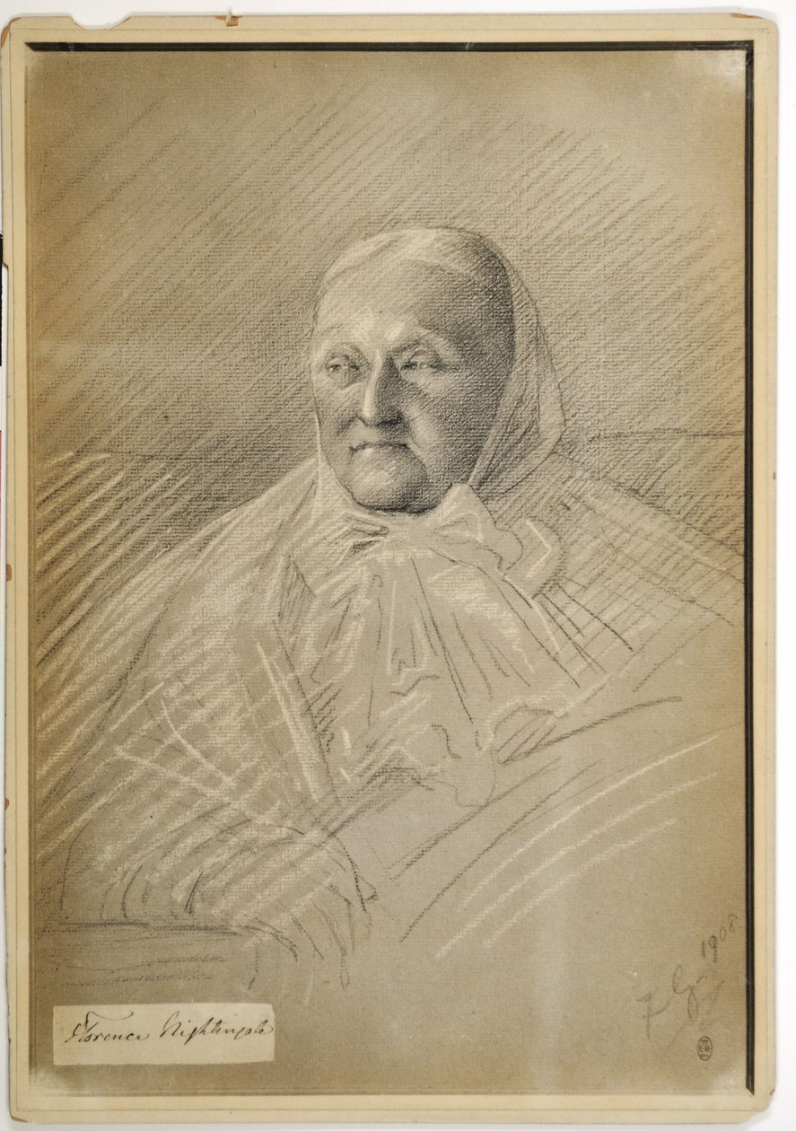Florence Nightingale in bed, 1908 door Lady Gleichen