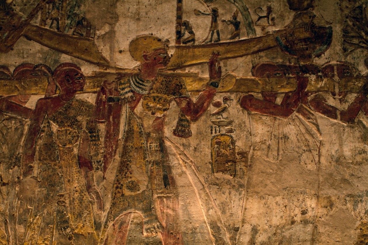 Bas-reliëf uit de tempel van Derr, Neder-Nubië, Egypte, Egyptische beschaving, Nieuwe Koninkrijk, Dynastie XIX door Amadeo (after) Modigliani