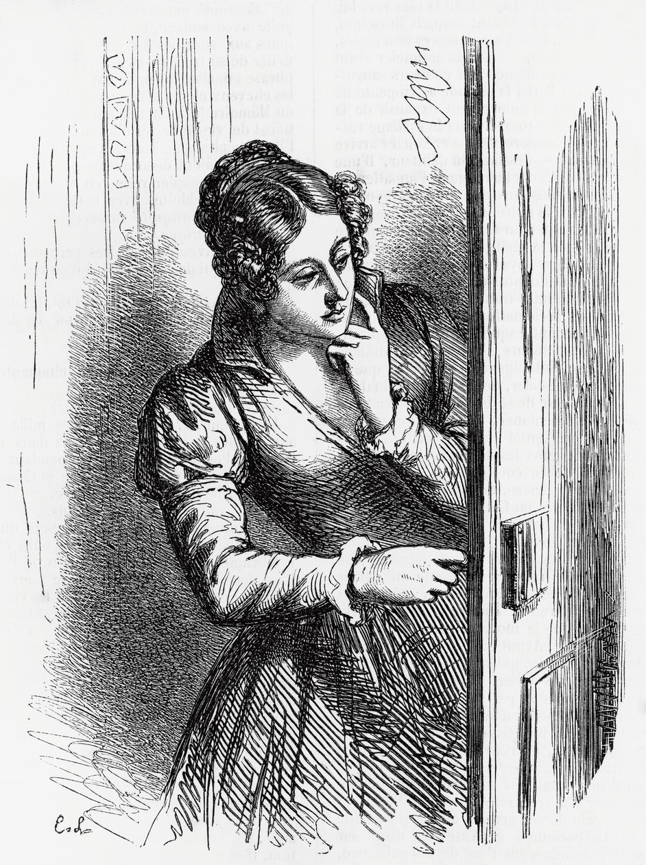 Illustratie voor Opkomst en Ondergang van Cesar Birotteau, roman door Honore de Balzac uit de meerdelige collectie getiteld Human Comedy, gravure door Laisne door Laisne Laisne
