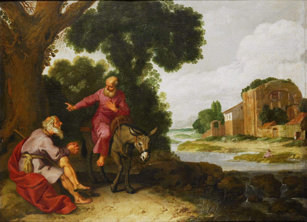 De Profeet van Bethel ontmoet de Man van God uit Juda door Lambert Jacobsz