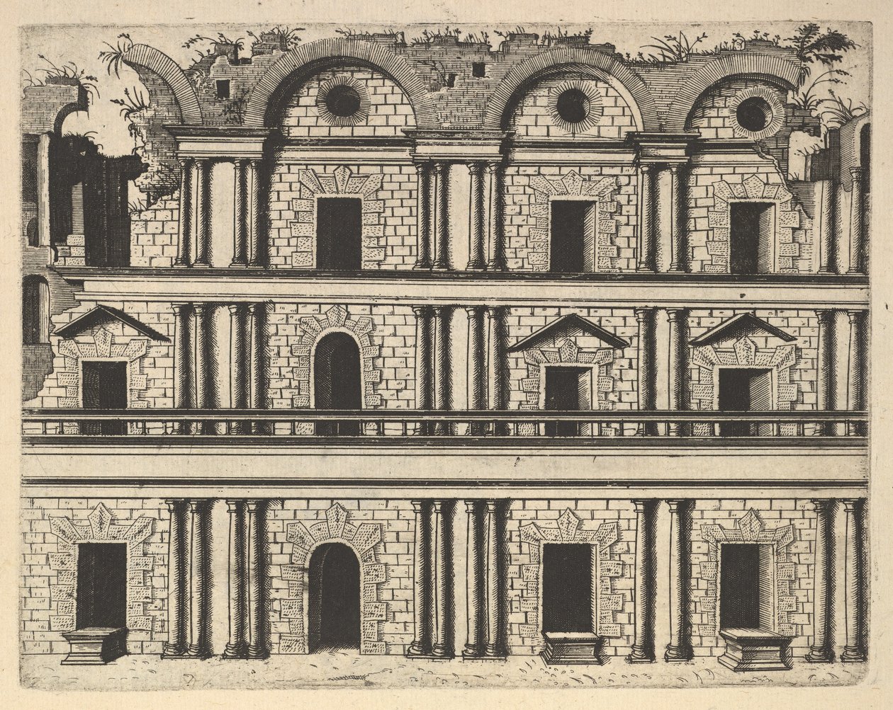 Ruïne van een Paleisgevel [Palatium M. Agrippa] uit de serie 