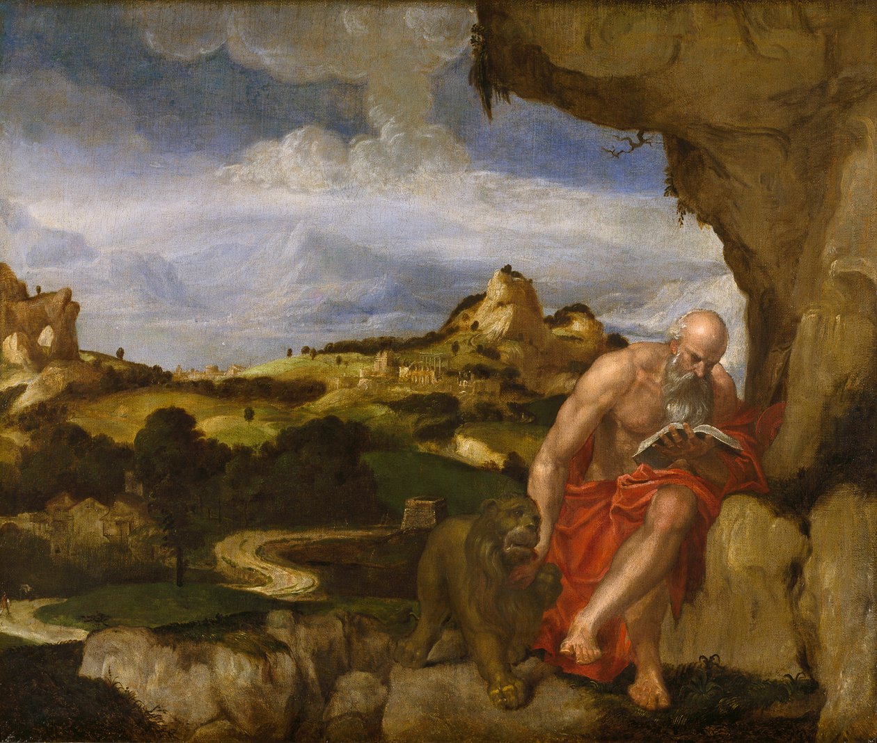 Sint Hiëronymus in de Wildernis door Lambert Sustris