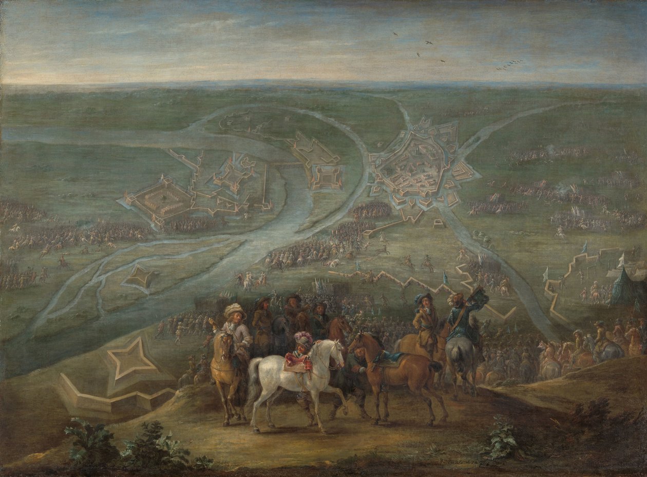 Franse bevelhebbers bij het beleg van Rheinberg, 1672 door Lambert de Hondt (II)