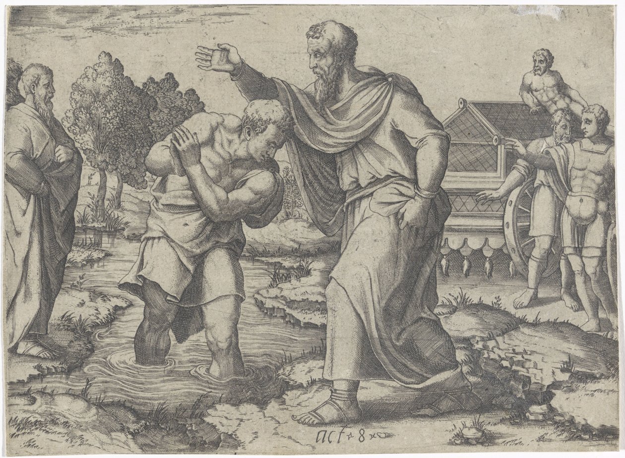 Doop van de Ethiopische kamerling door Filippus door Lambertus Suavius (attributed to)