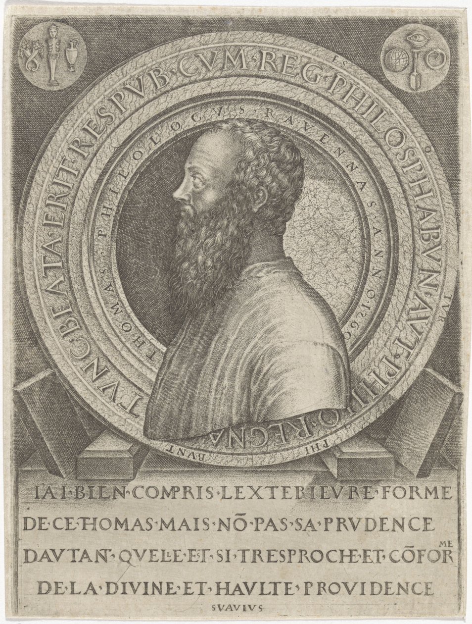 Portret van filoloog Thomas van Ravenna door Lambertus Suavius