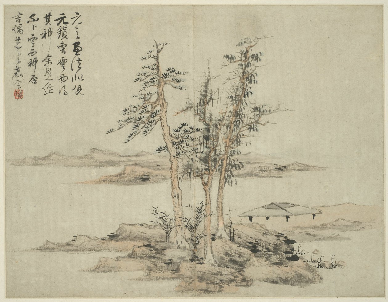Landschap in de stijl van oude meesters: naar Ni Zan (1301-1374), Cao Zhibo (1272-1355) door Lan Ying