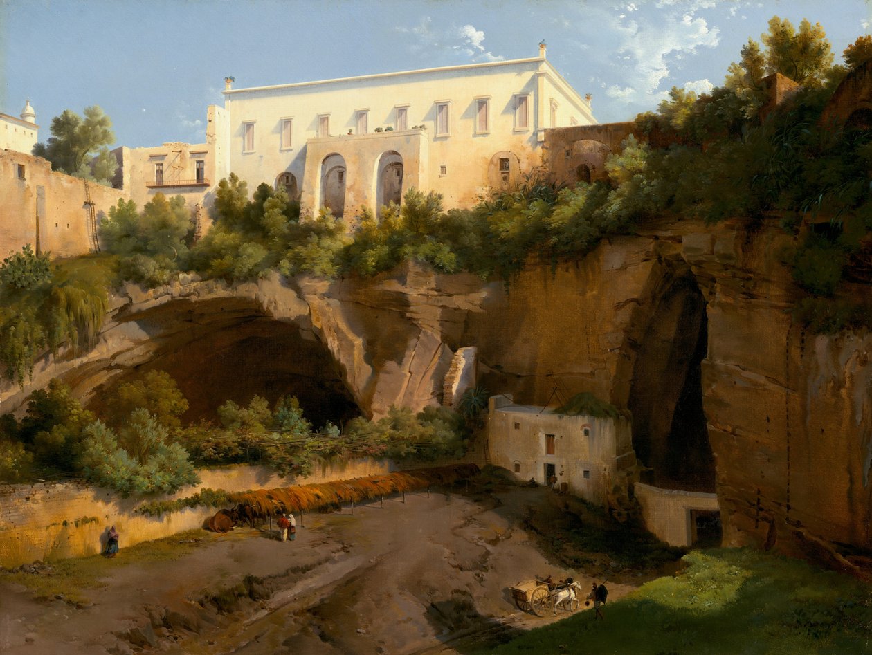 Gezicht op een villa, Pizzofalcone, Napels, ca. 1819 (olieverf op doek) door Lancelot Theodore Turpin de Crisse
