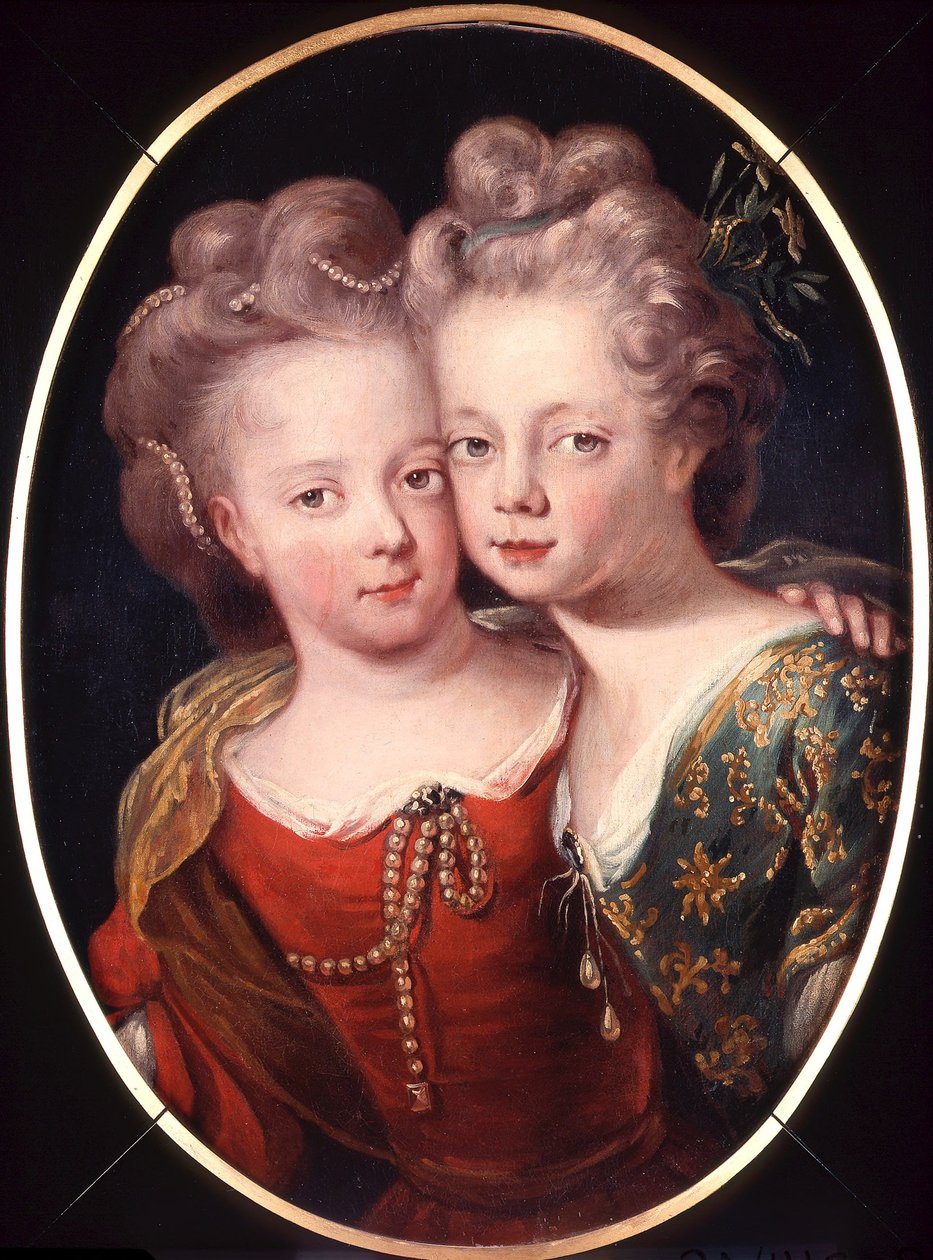 Dubbelportret van Isabella Charlotte en Sophia Hedwig als kind door Lancelot Volders