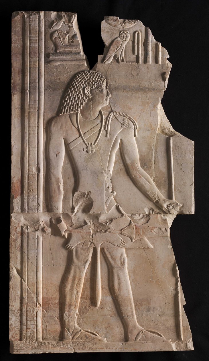 Mentuemhat als priester met staf en scepter, ca. 667-647 v.Chr. door Late Period Egyptian