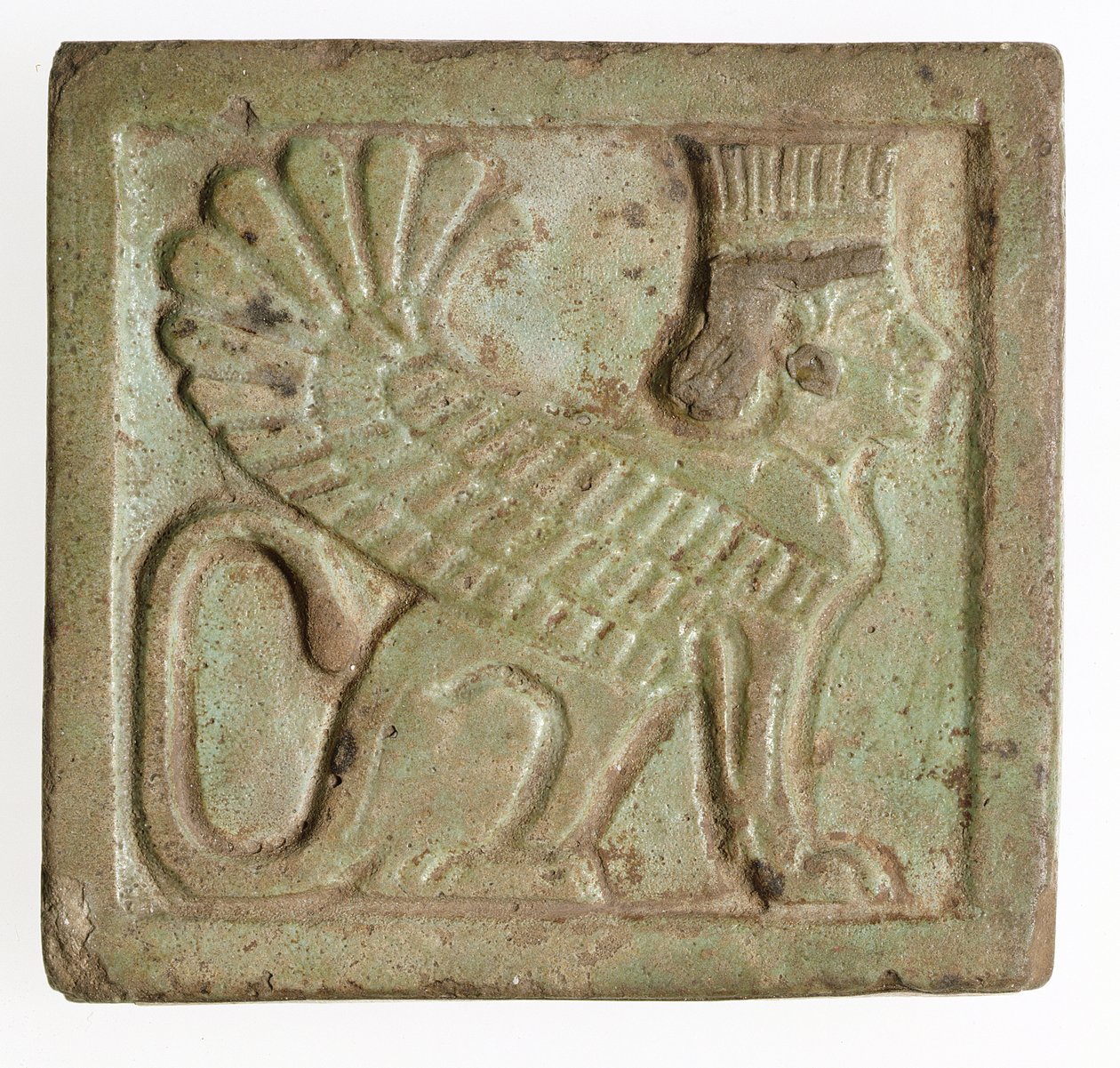 Plaquette met gevleugelde Perzische sfinx, ca. 525-401 v.Chr. door Late Period Egyptian
