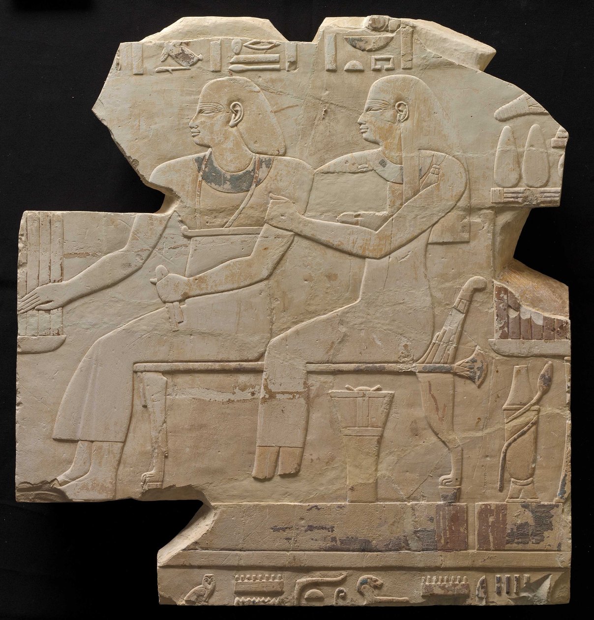 Zittend paar: Voorouders van Mentuemhat door Late Period Egyptian