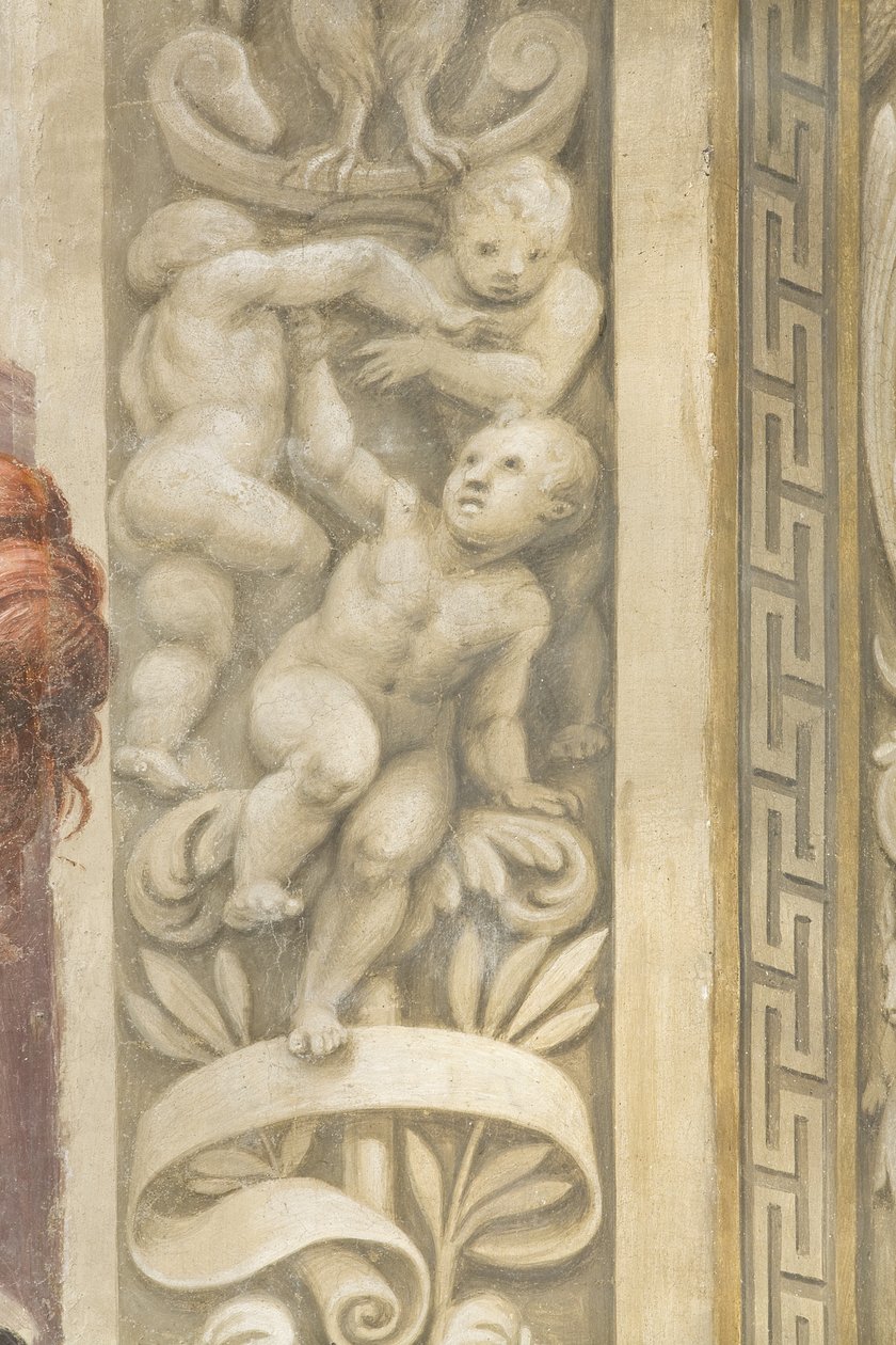 Putti, decoraties rond de ramen door Lattanzio Gambara