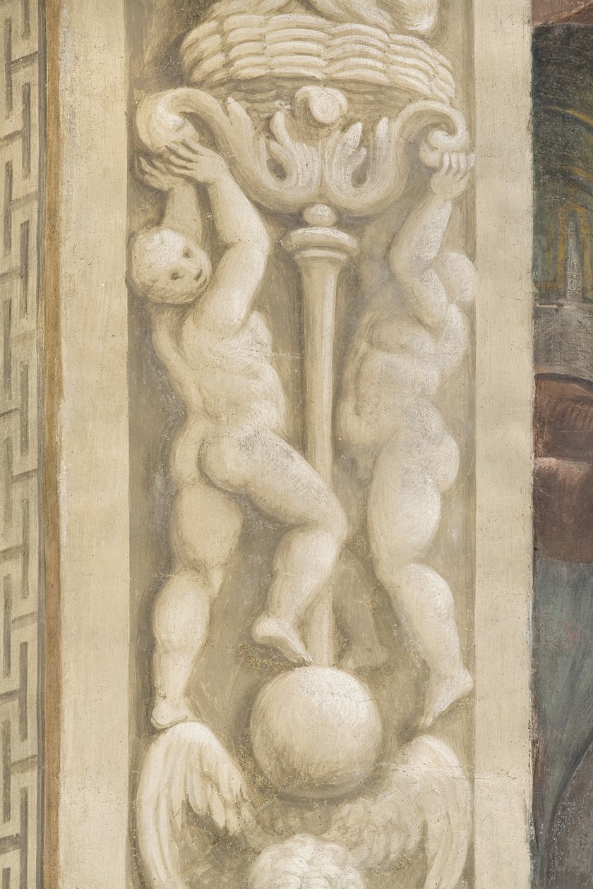 Putti, decoraties rond de ramen door Lattanzio Gambara