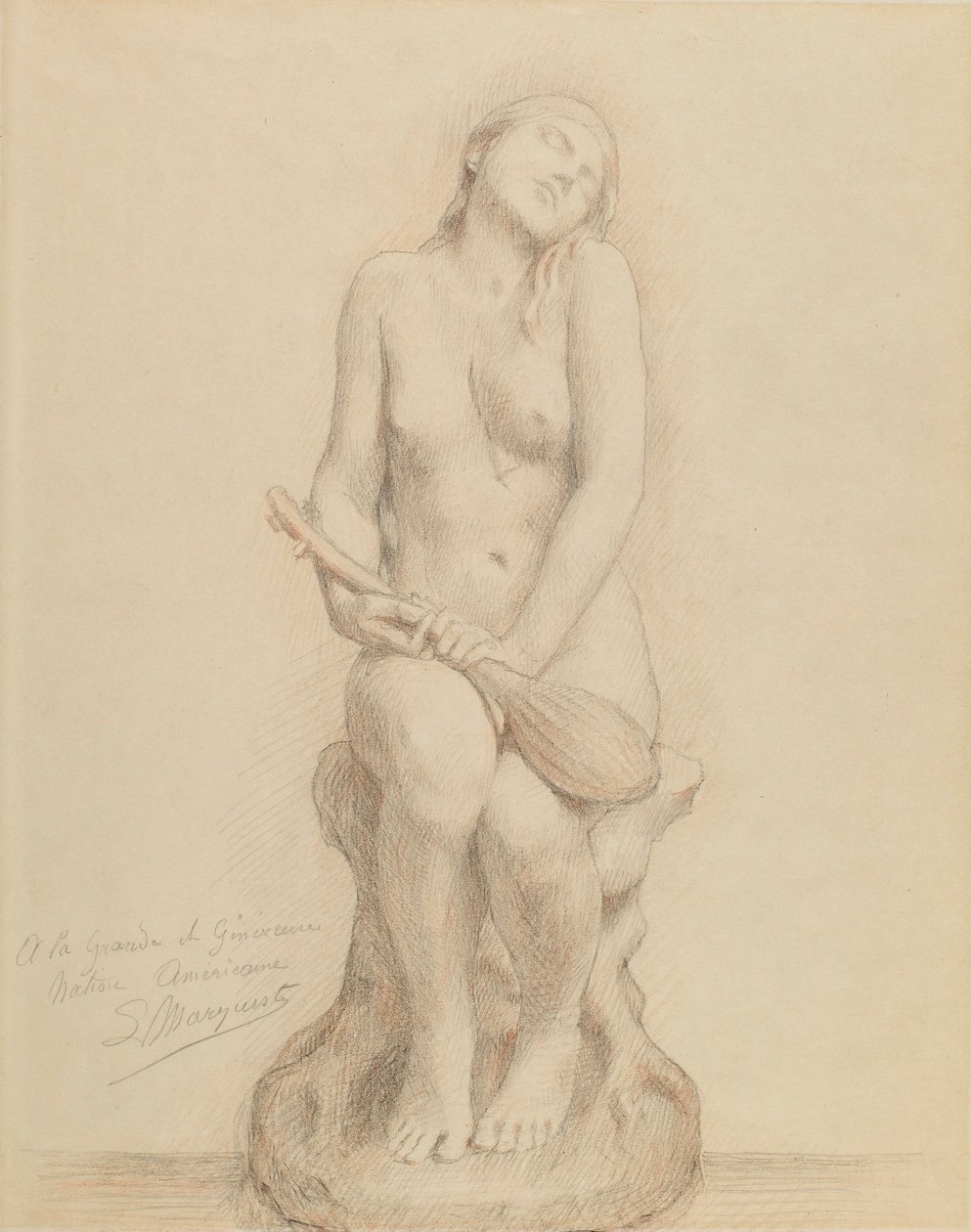 Naaktfiguur met mandoline door Laurent Honore Marqueste
