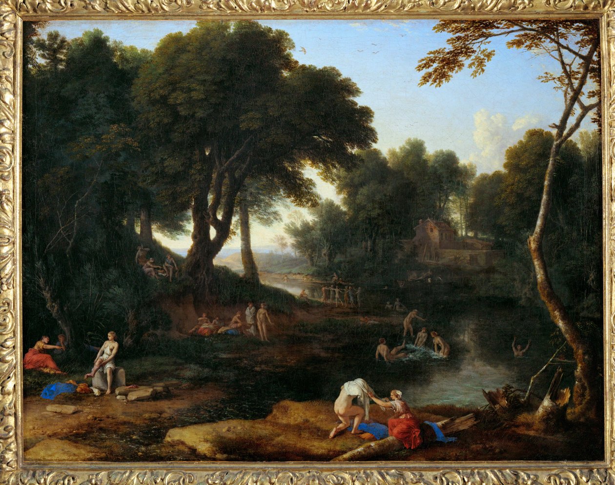 Paysage aux baigneuses - landschap met badgasten ... door Laurent de (workshop of) La Hyre