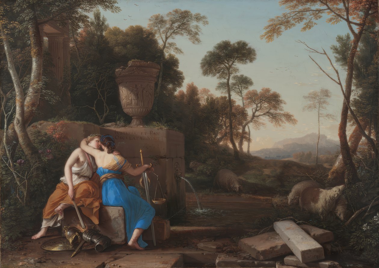 Laurent de La Hyre / "De kus van vrede en gerechtigheid", 1654 door Laurent de La Hire