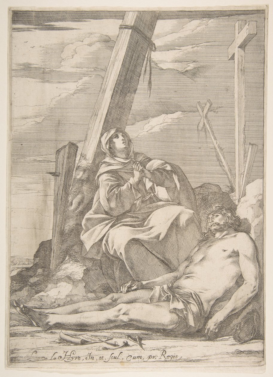 Christus en de Maagd aan de voet van het kruis door Laurent de la Hyre
