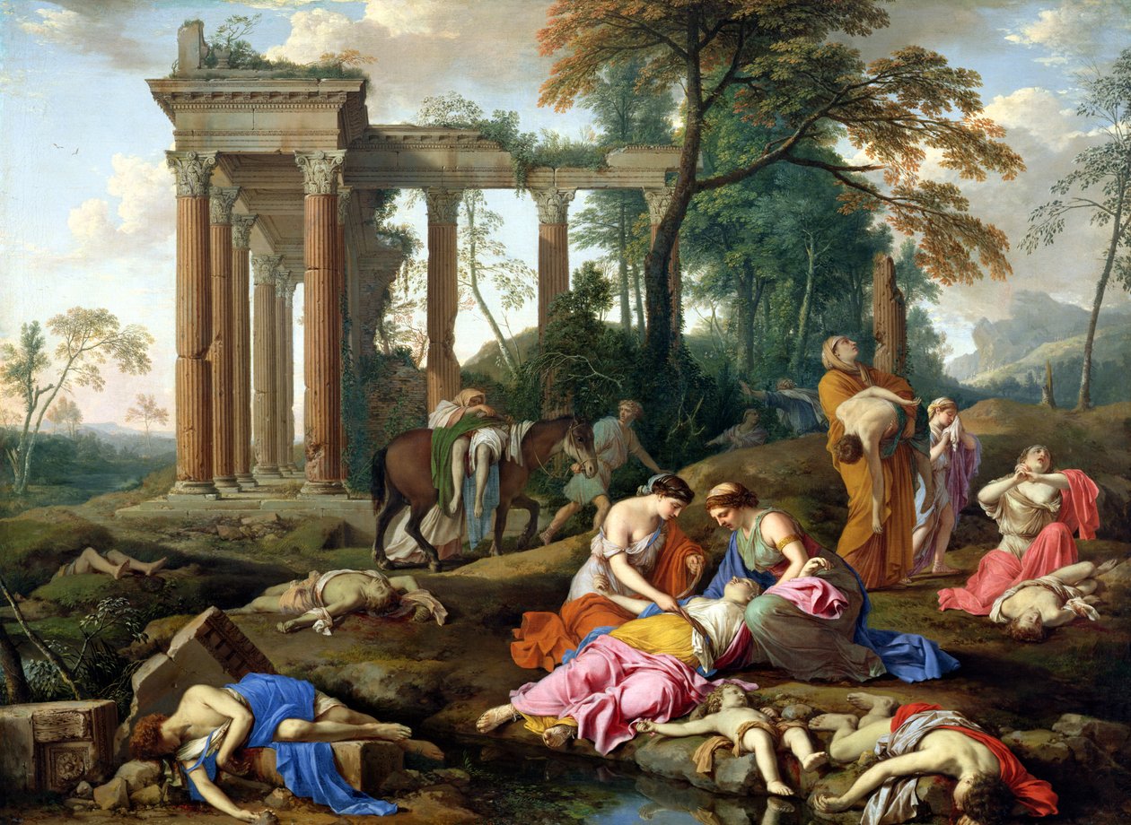 De dood van de kinderen van Bethel, 1653 door Laurent de la Hyre