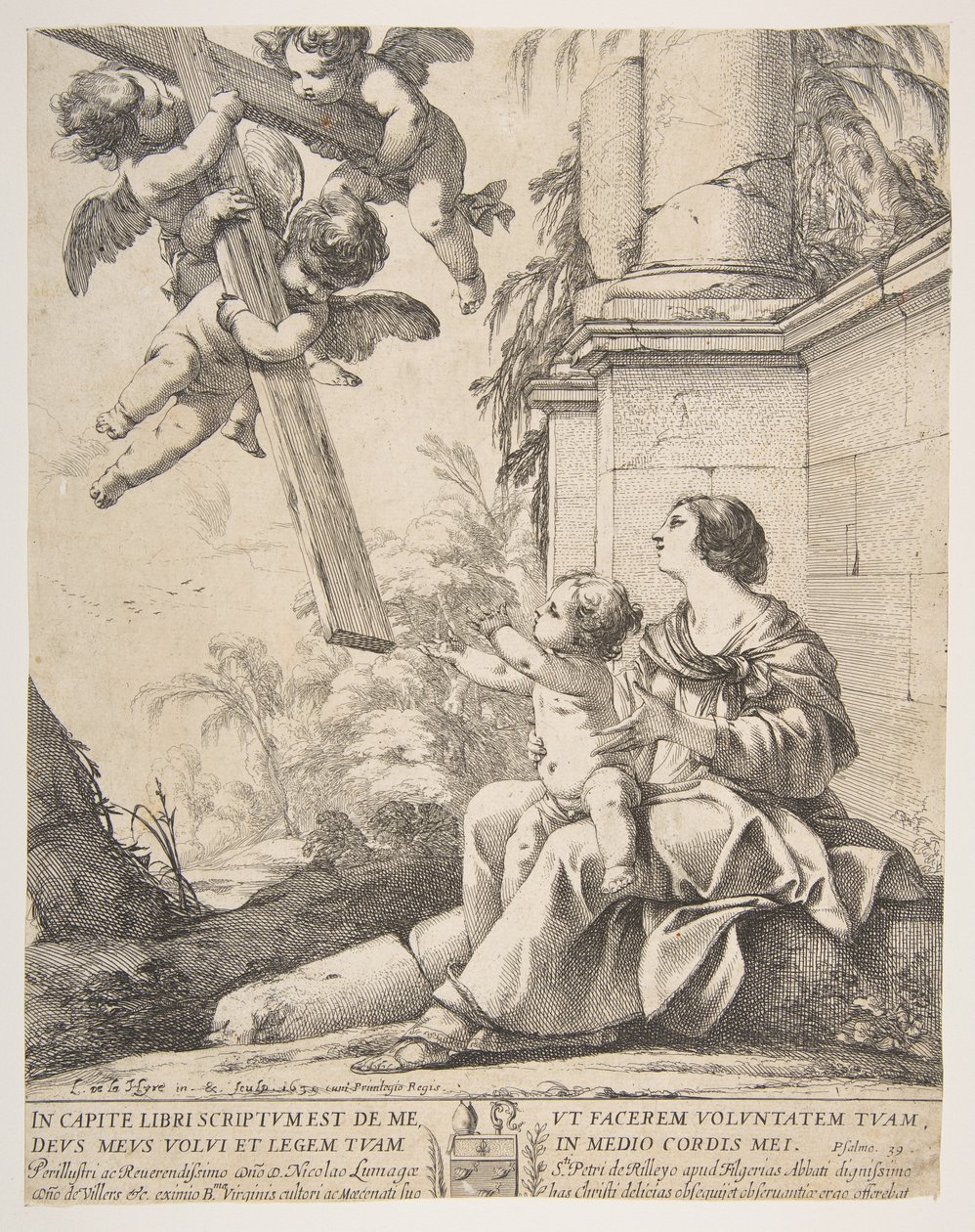 Maagd en kind met engelen, 1639 door Laurent de la Hyre