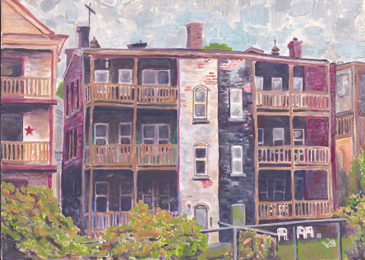Mission Hill, c.2017 (acryl op aquarelpapier) door Laurie Michaels