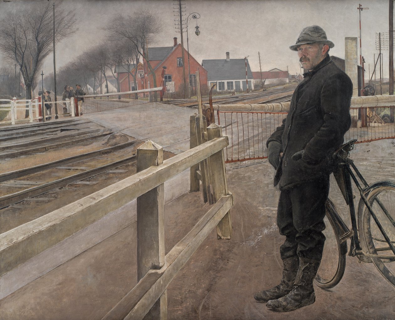 Wachten op de trein. Spoorwegovergang bij Roskilde Highway door Laurits Andersen Ring
