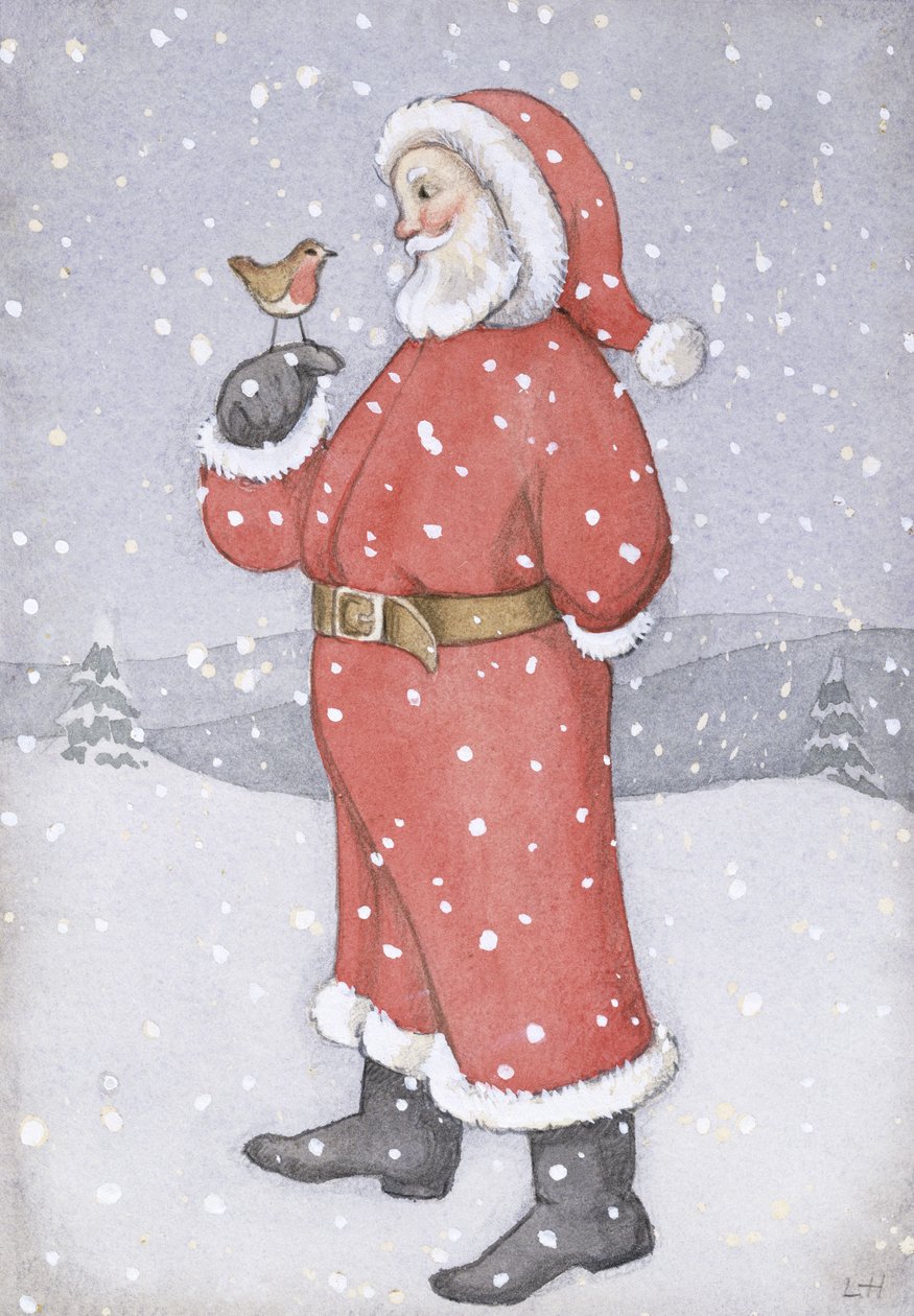 Kerstman en een Roodborstje door Lavinia Hamer