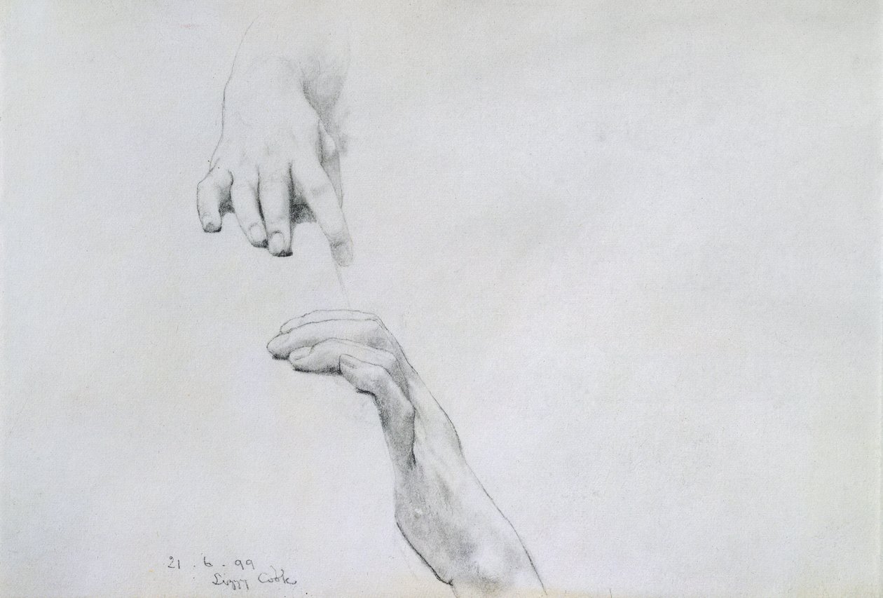 Studie van handen voor Onder het dak van blauwe Ionische weer, 1899 door Lawrence Alma Tadema
