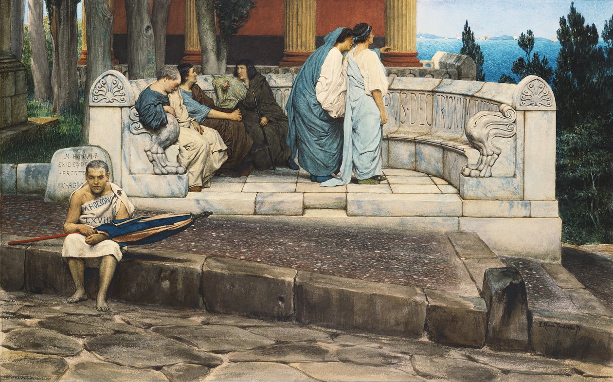 Een exedra, 1871 door Lawrence Alma Tadema