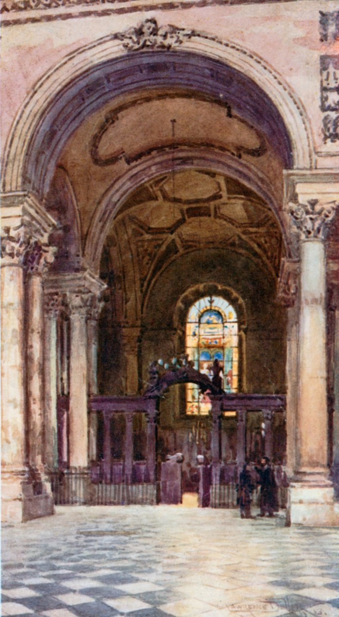 De ingang van de Sint-Dunstanskapel (kleurenlitho) door Lawrence Deller