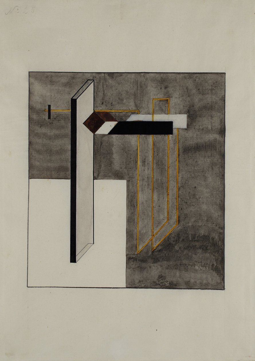 Studie voor Proun 4B door Eliezer Markowich Lissitzky