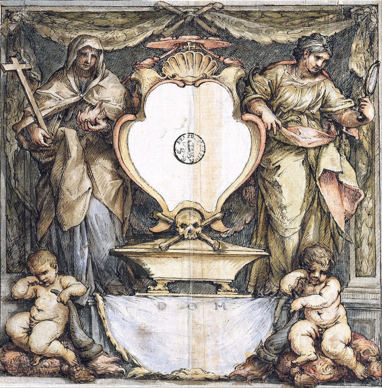 Presentatietekening voor een grafschrift door Lazzaro Baldi