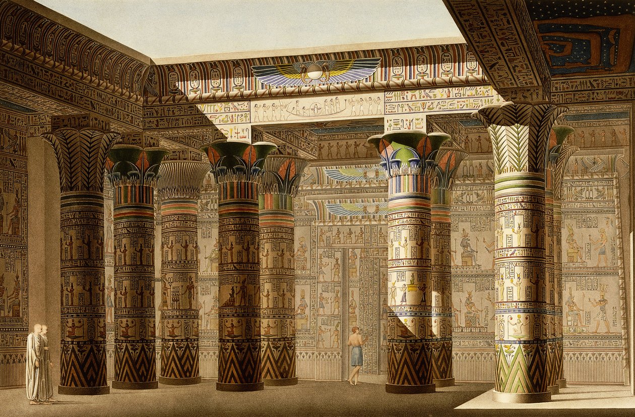 Portiek van de Grote Tempel van Philae, Nubië, ca. 1809-1812 door Le Pere (after)