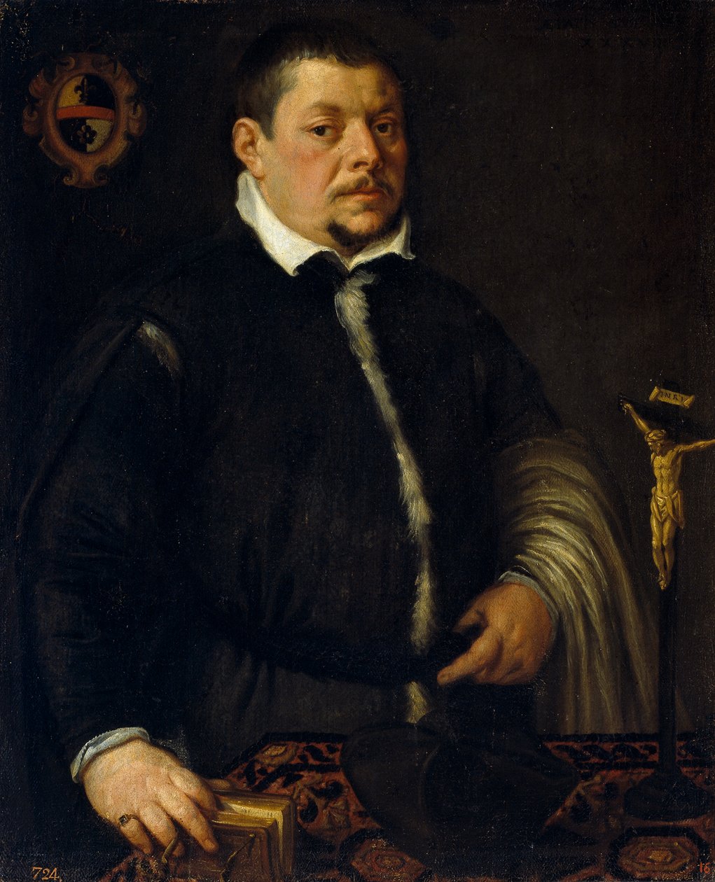 Magistraat met kruisbeeld door Leandro Bassano