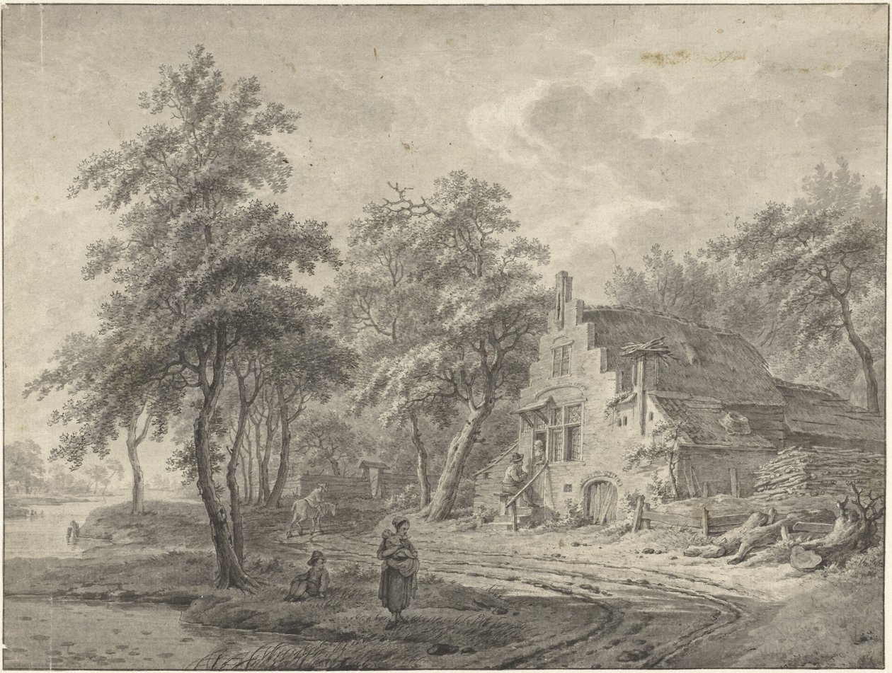 Boerderij aan een landweg door Leendert Overbeek