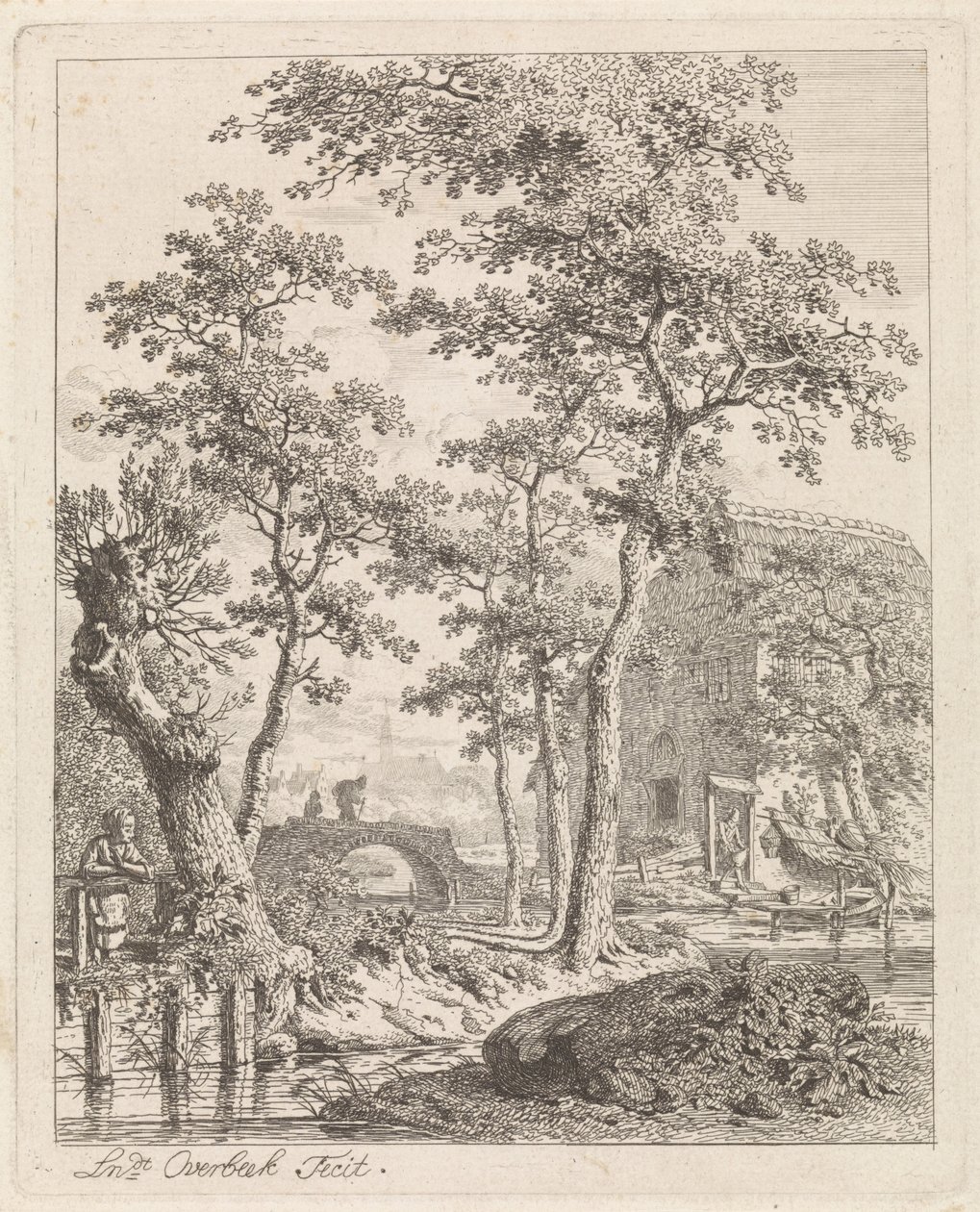 Boerderij aan het water door Leendert Overbeek