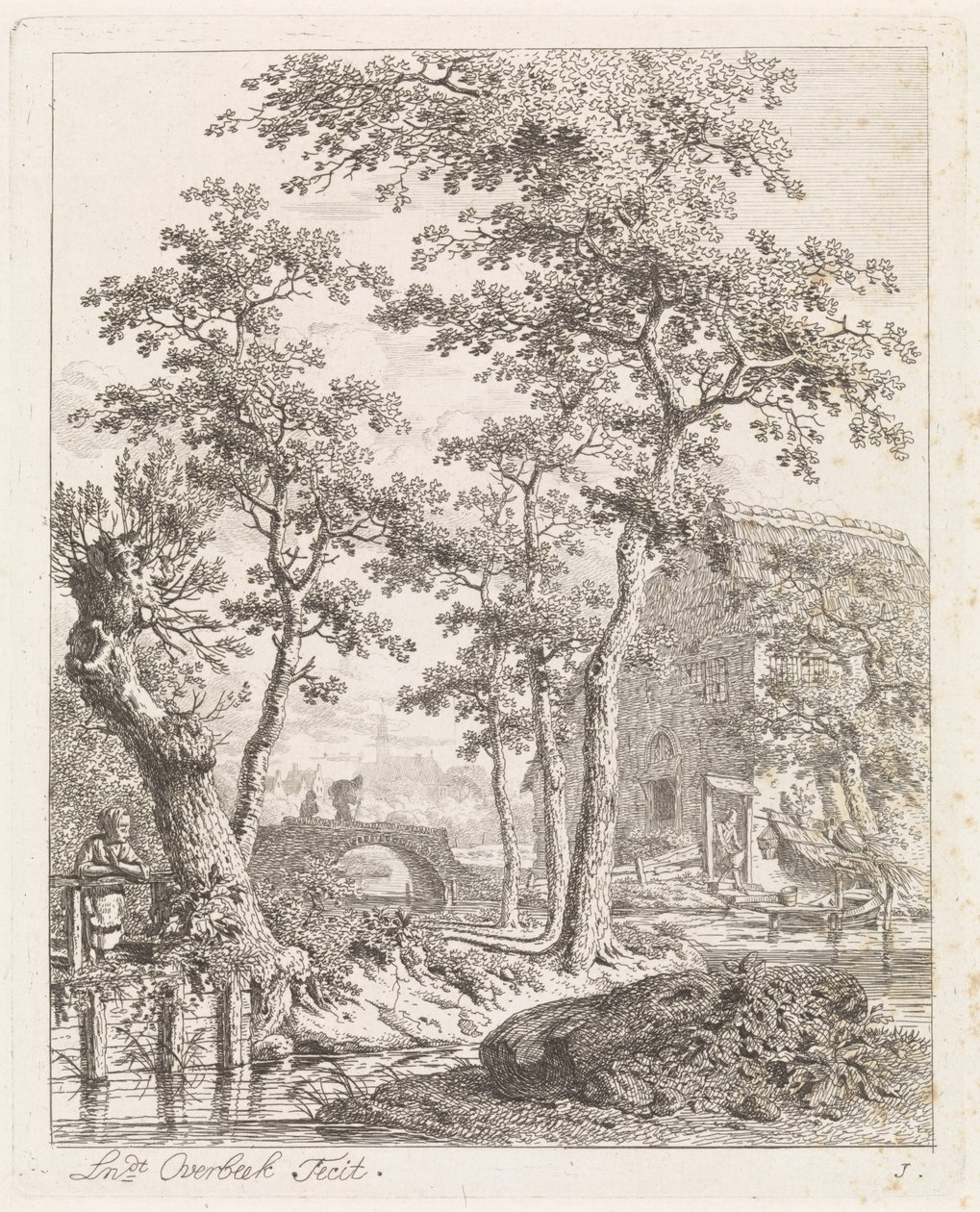 Boerderij aan het water door Leendert Overbeek