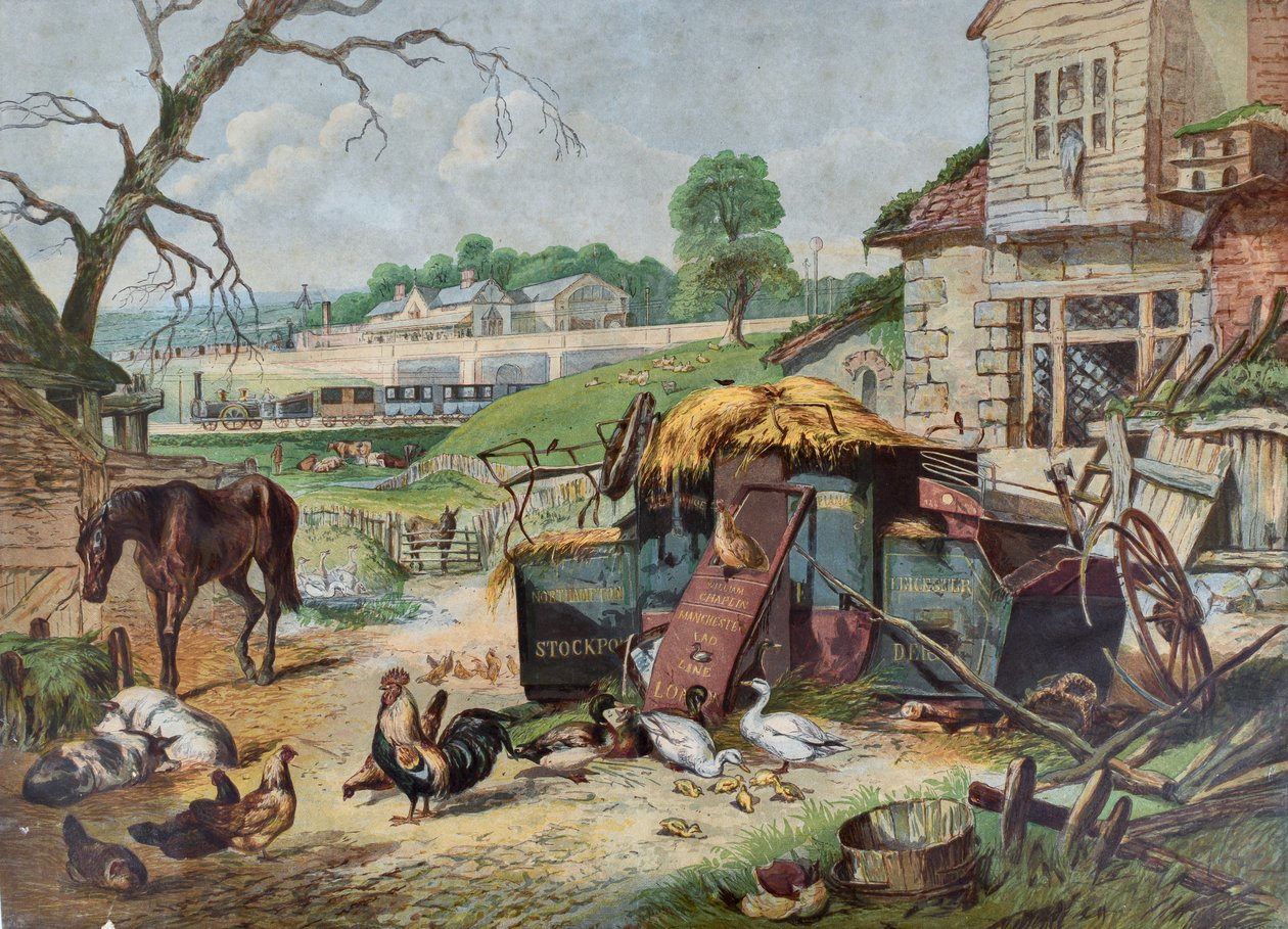 Verleden en heden, ca. 1860 (houtgravure op papier) door Leighton Bros