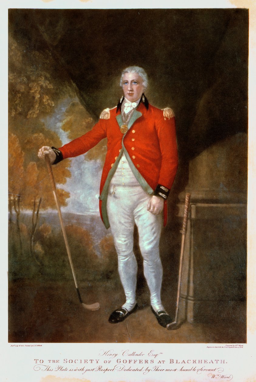 Portret van Henry Callender, gegraveerd door Walter Alfred Cox (1862-p.1894) (gekleurde mezzotint) door Lemuel Francis Abbott