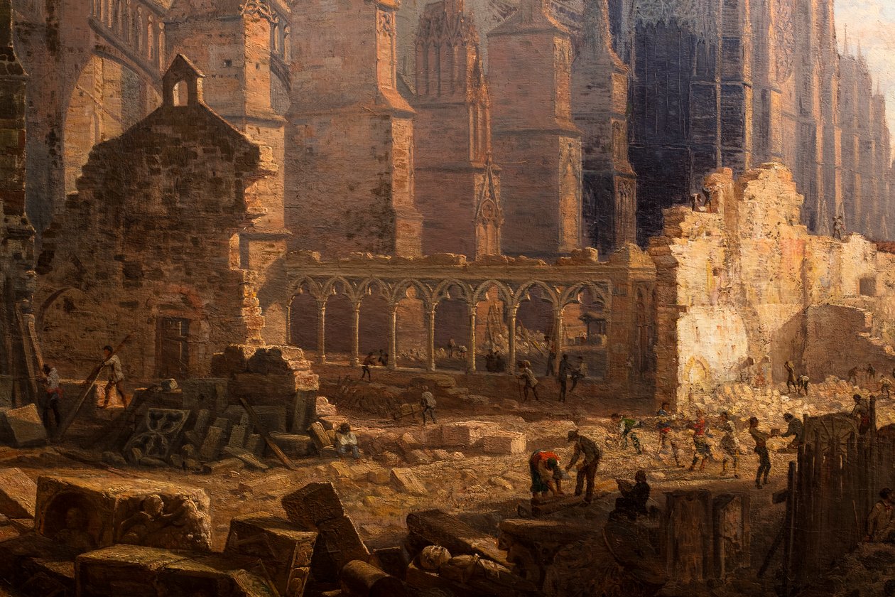 De ontruiming van de Sint-Andrieskathedraal, detail.1865 (Olieverf op doek) door Leo Drouyn