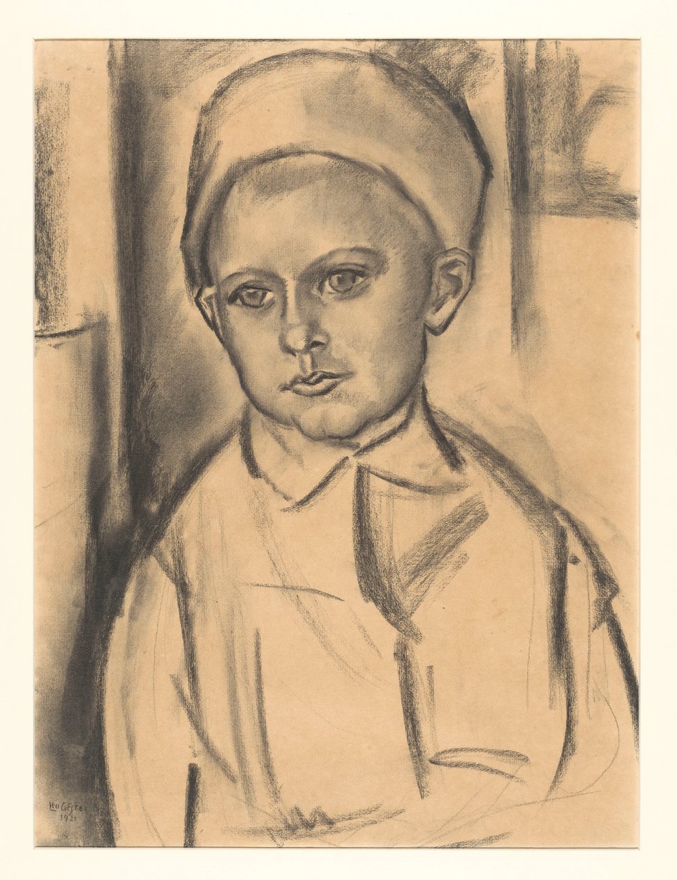 Portret van een onbekende jongen door Leo Gestel (signed by artist)