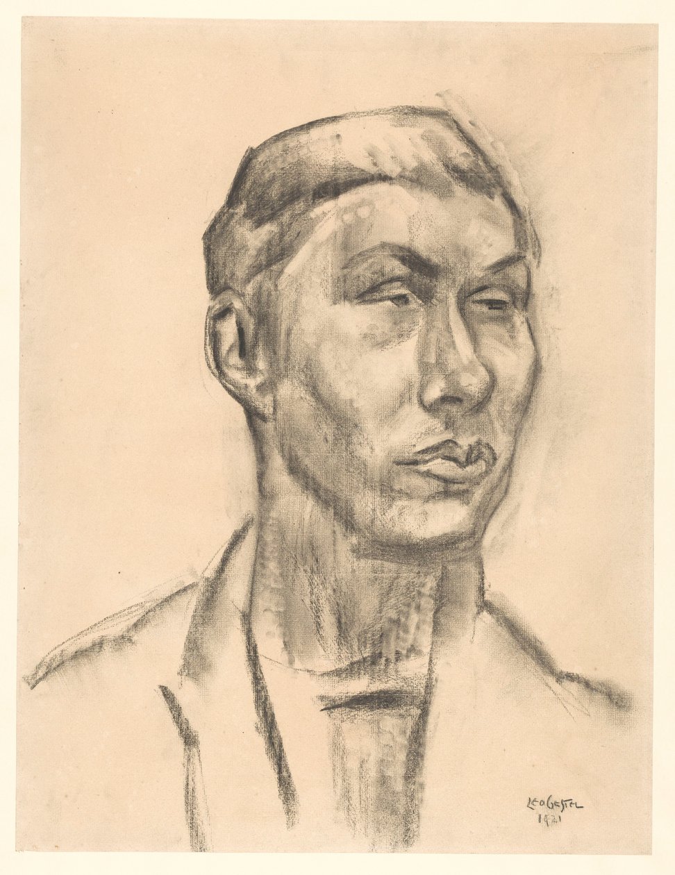 Portret van een onbekende man door Leo Gestel (signed by artist)
