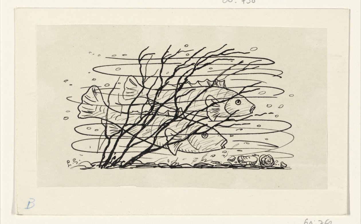 Twee vissen in het water door Leo Gestel (signed by artist)