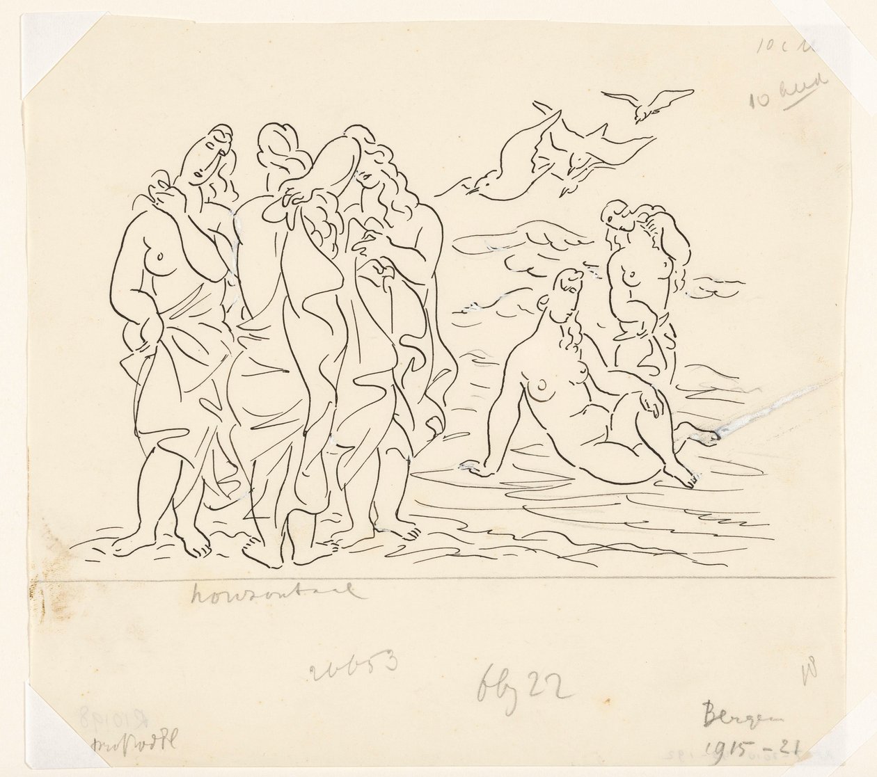 Baadsters (schets) door Leo Gestel